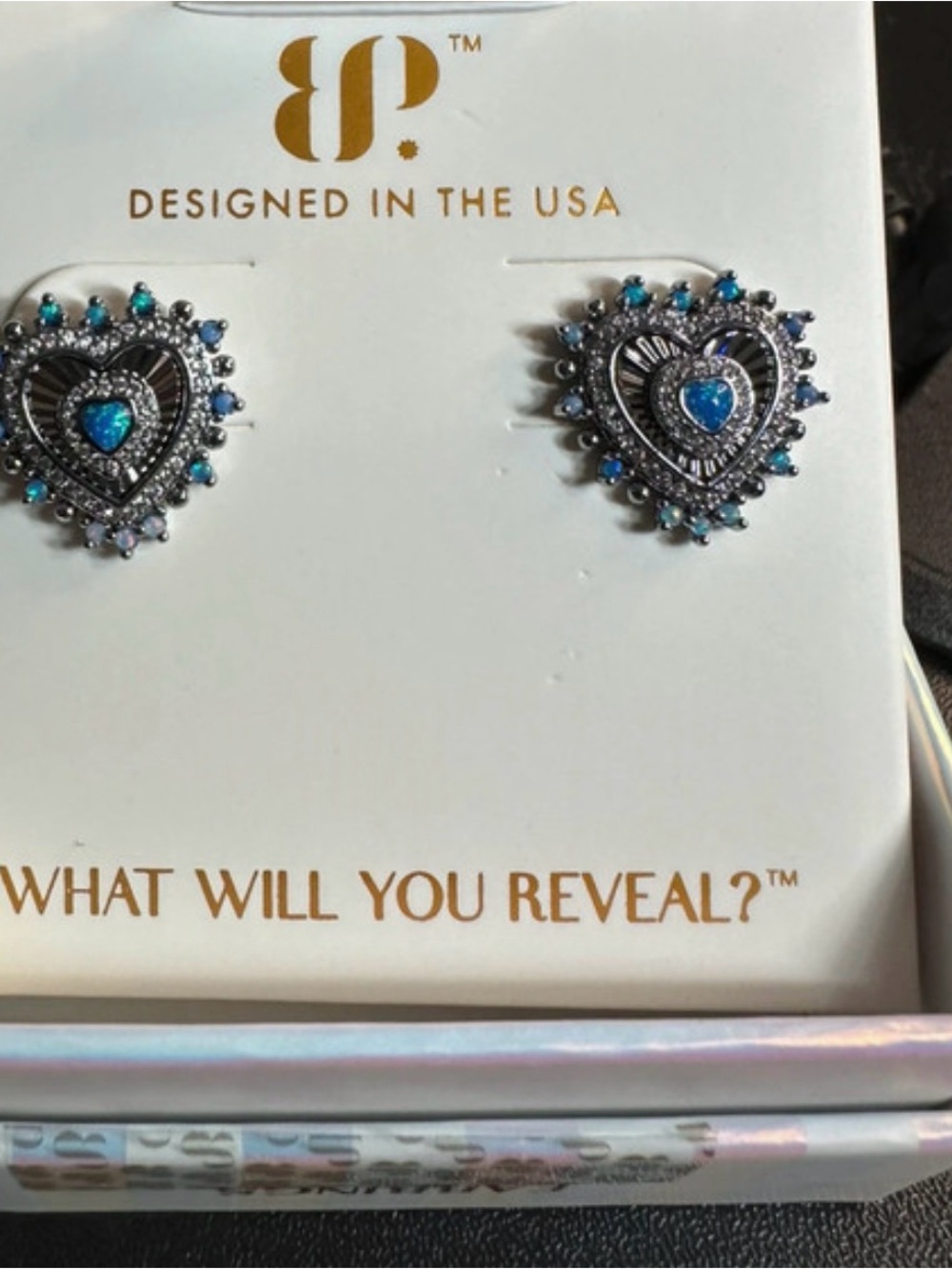 October Heart-Shaped Blue Stud Earrings